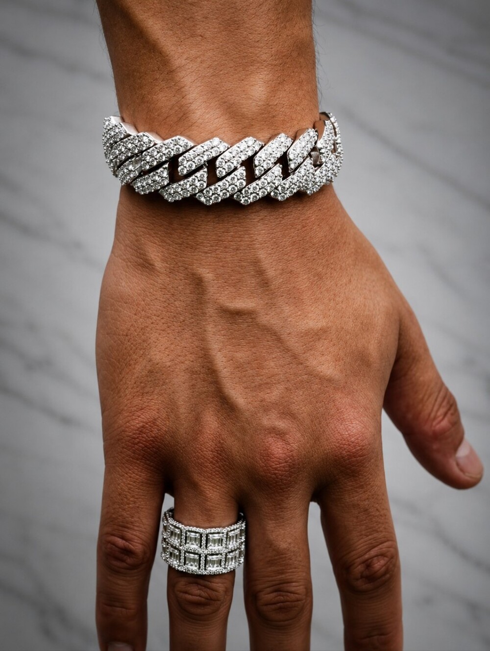 19mm Silver Lock Clasp Cuban Bracelet
